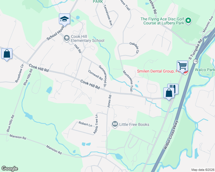 map of restaurants, bars, coffee shops, grocery stores, and more near 152 Cook Hill Road in Wallingford