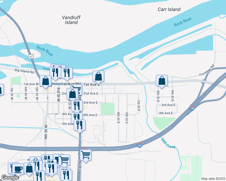 map of restaurants, bars, coffee shops, grocery stores, and more near 337 2nd Avenue East in Milan