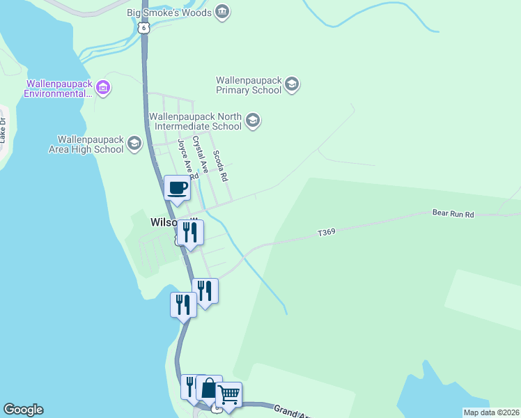 map of restaurants, bars, coffee shops, grocery stores, and more near 127 Wilsonville Road in Hawley