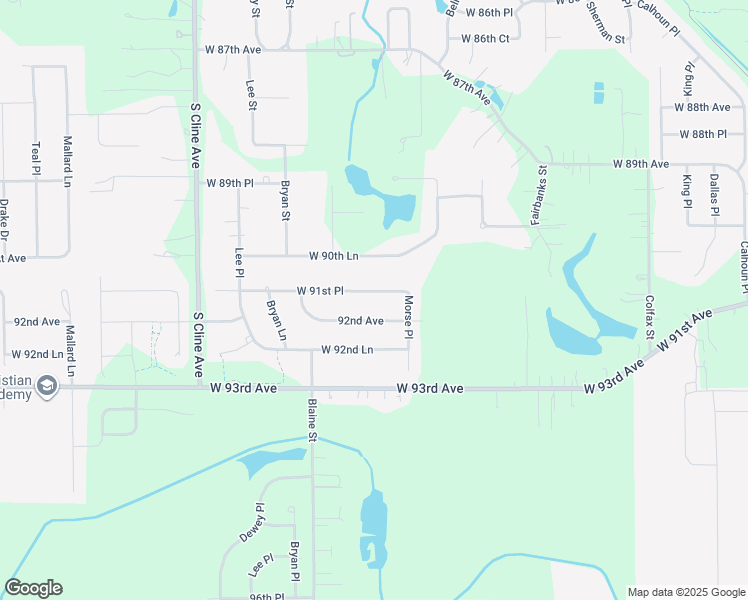 map of restaurants, bars, coffee shops, grocery stores, and more near 7411 West 91st Place in Crown Point