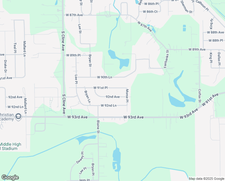 map of restaurants, bars, coffee shops, grocery stores, and more near 7411 West 91st Place in Crown Point