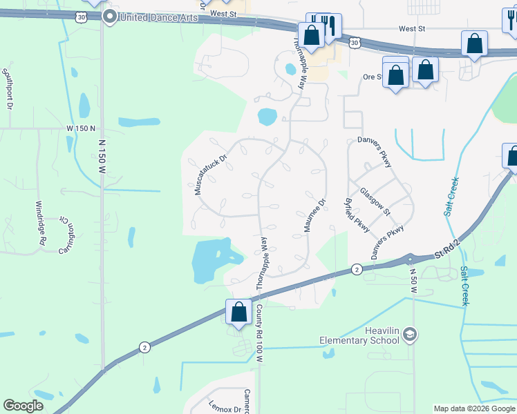 map of restaurants, bars, coffee shops, grocery stores, and more near 1900 Kankakee Court in Valparaiso