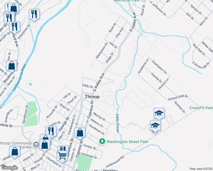 map of restaurants, bars, coffee shops, grocery stores, and more near 8 Marion Circle in Olyphant
