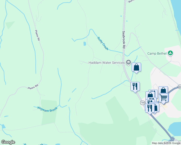 map of restaurants, bars, coffee shops, grocery stores, and more near 232 Old Cart Road in Haddam