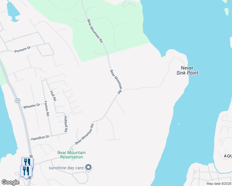 map of restaurants, bars, coffee shops, grocery stores, and more near 70 Bear Mountain Road in Danbury