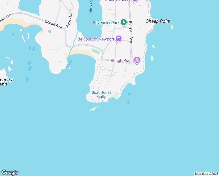 map of restaurants, bars, coffee shops, grocery stores, and more near 42 Ledge Road in Newport