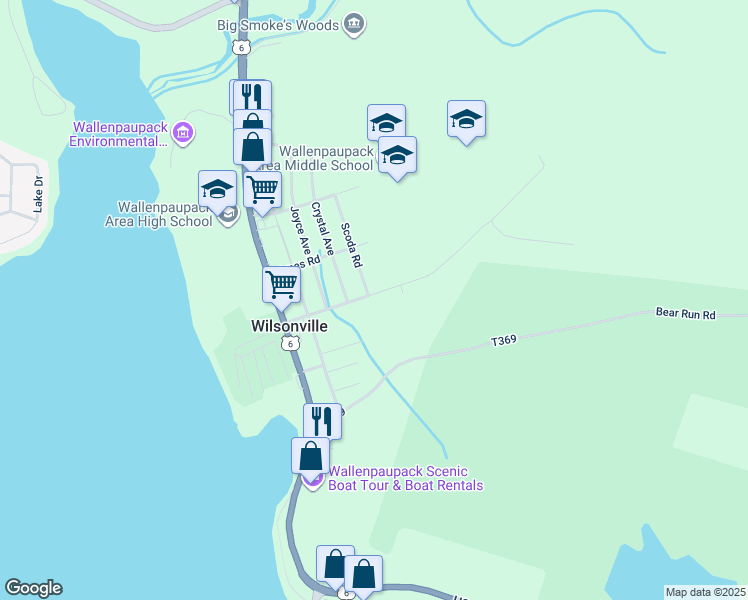 map of restaurants, bars, coffee shops, grocery stores, and more near 123 Wilsonville Road in Hawley