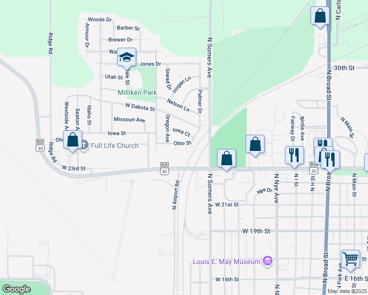 map of restaurants, bars, coffee shops, grocery stores, and more near 1035 Ohio Street in Fremont