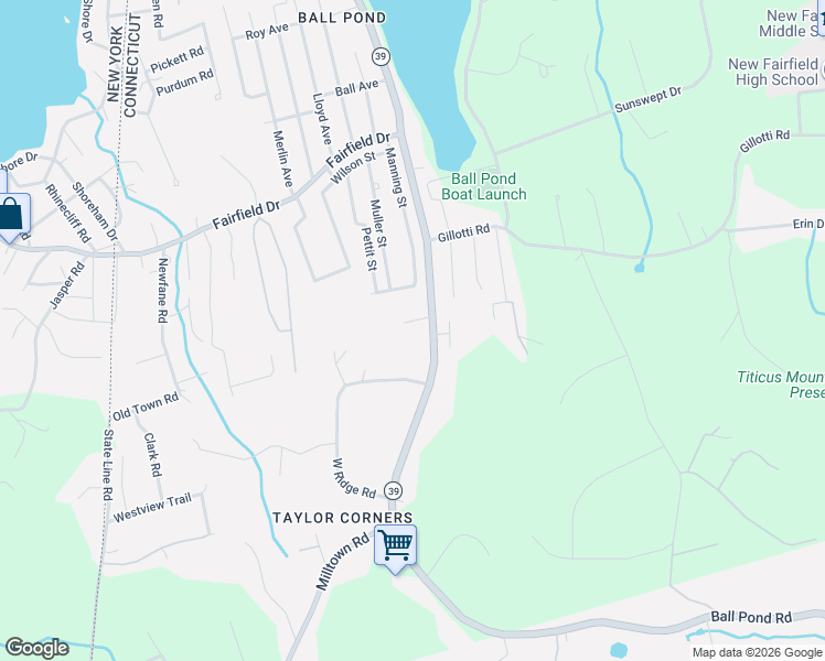 map of restaurants, bars, coffee shops, grocery stores, and more near 1 Chelsea Drive in New Fairfield
