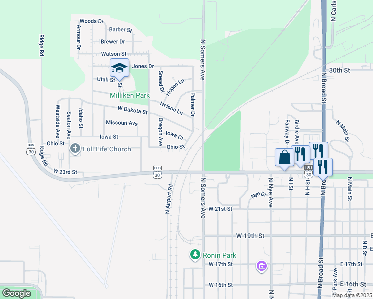 map of restaurants, bars, coffee shops, grocery stores, and more near 2353 North Somers Avenue in Fremont