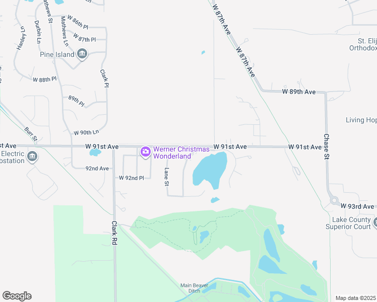map of restaurants, bars, coffee shops, grocery stores, and more near 4001-4099 West 91st Place in Merrillville