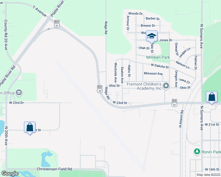 map of restaurants, bars, coffee shops, grocery stores, and more near 1840 West 23rd Street in Fremont