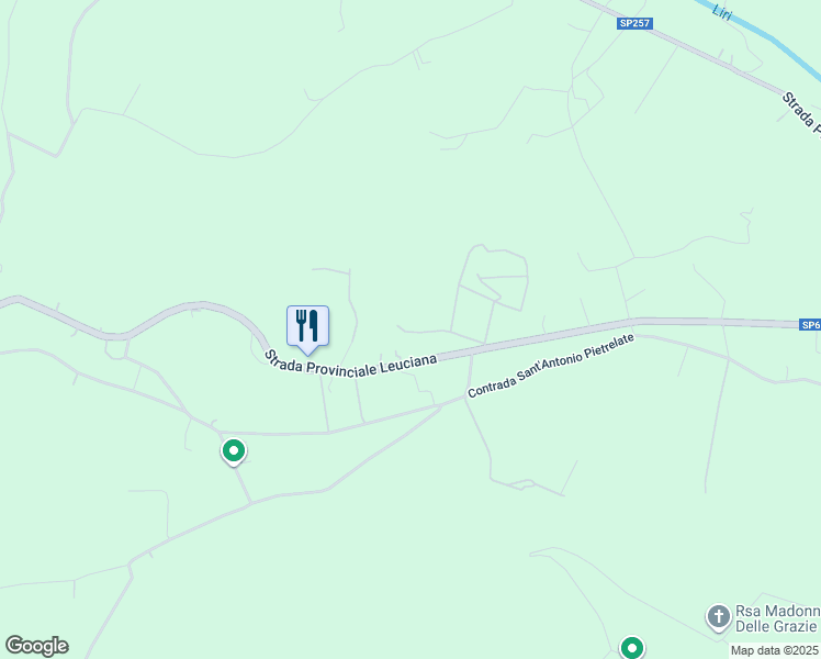 map of restaurants, bars, coffee shops, grocery stores, and more near 36 Strada Provinciale Leuciana in Provincia di Frosinone