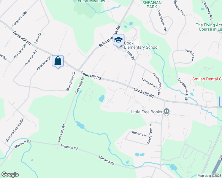 map of restaurants, bars, coffee shops, grocery stores, and more near 105 Colonial Hill Drive in Wallingford