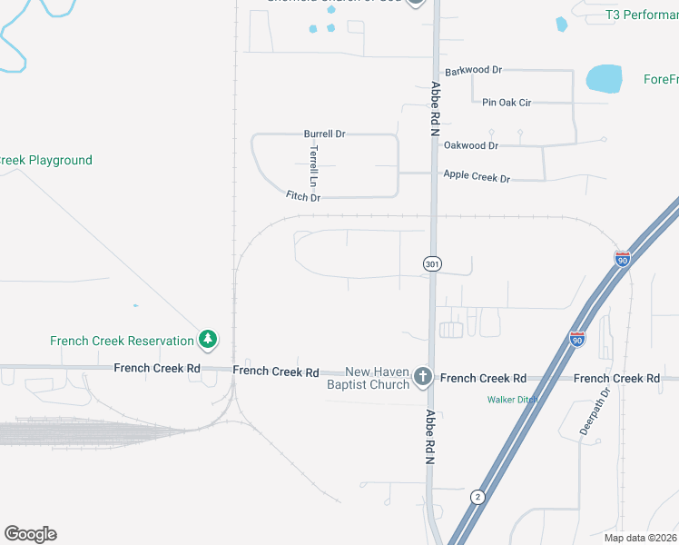 map of restaurants, bars, coffee shops, grocery stores, and more near 2942 Abbe Road North in Sheffield
