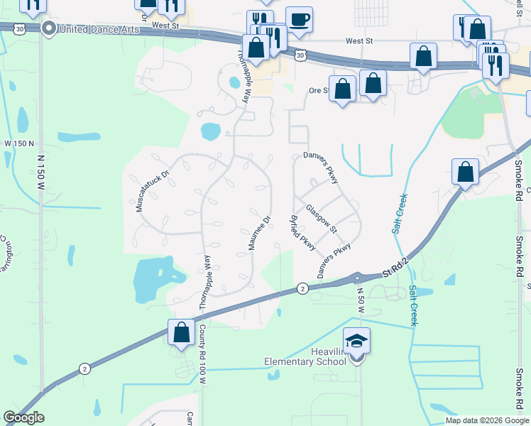 map of restaurants, bars, coffee shops, grocery stores, and more near 1754 Wildcat Court in Valparaiso