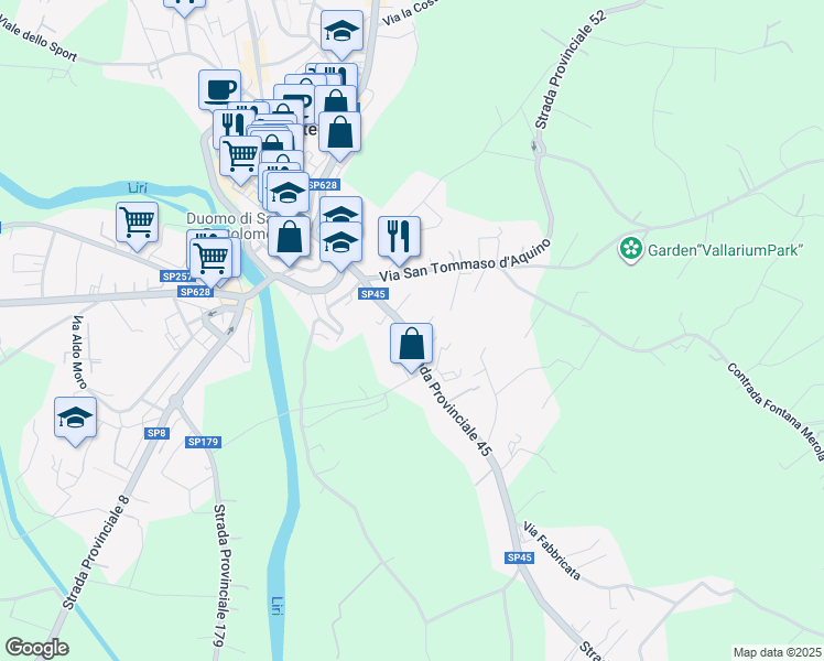 map of restaurants, bars, coffee shops, grocery stores, and more near 16 Strada Provinciale 45 in Pontecorvo