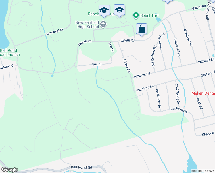 map of restaurants, bars, coffee shops, grocery stores, and more near 7 Whipstick Road in New Fairfield