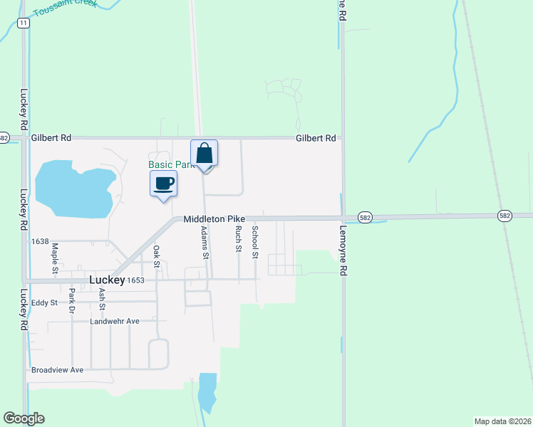 map of restaurants, bars, coffee shops, grocery stores, and more near 506 Krotzer Avenue in Luckey