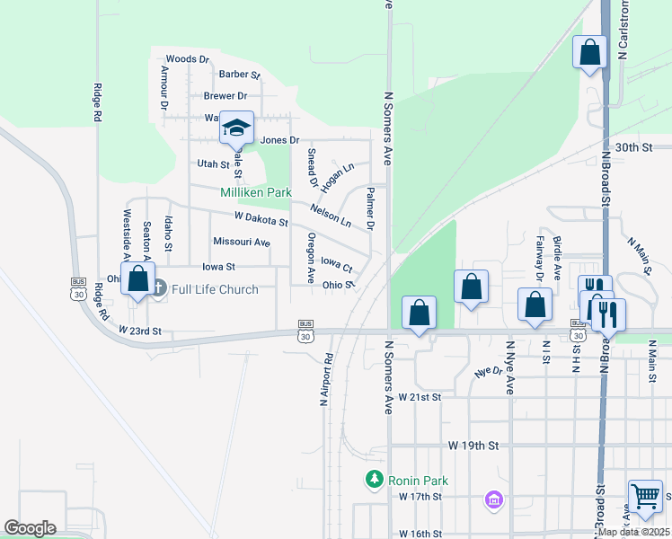 map of restaurants, bars, coffee shops, grocery stores, and more near 1046 Iowa Court in Fremont
