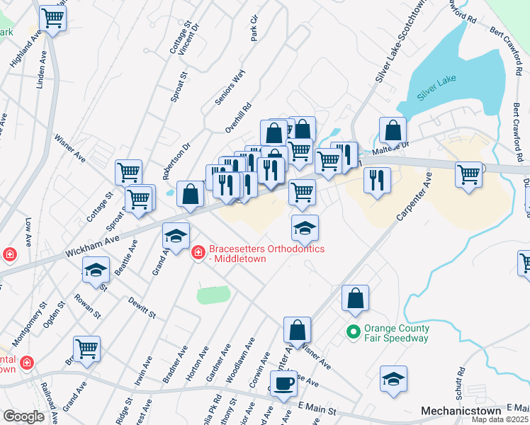 map of restaurants, bars, coffee shops, grocery stores, and more near 290-300 New York 211 in Middletown