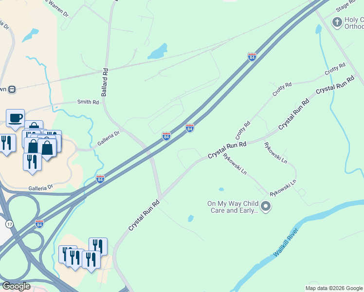 map of restaurants, bars, coffee shops, grocery stores, and more near 48 Sarah Lane in Middletown
