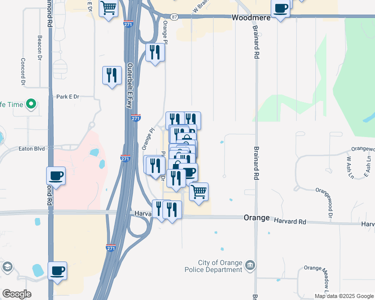map of restaurants, bars, coffee shops, grocery stores, and more near 200 Park Avenue in Girard