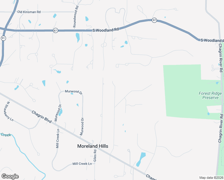 map of restaurants, bars, coffee shops, grocery stores, and more near 3812 Ellendale Road in Moreland Hills