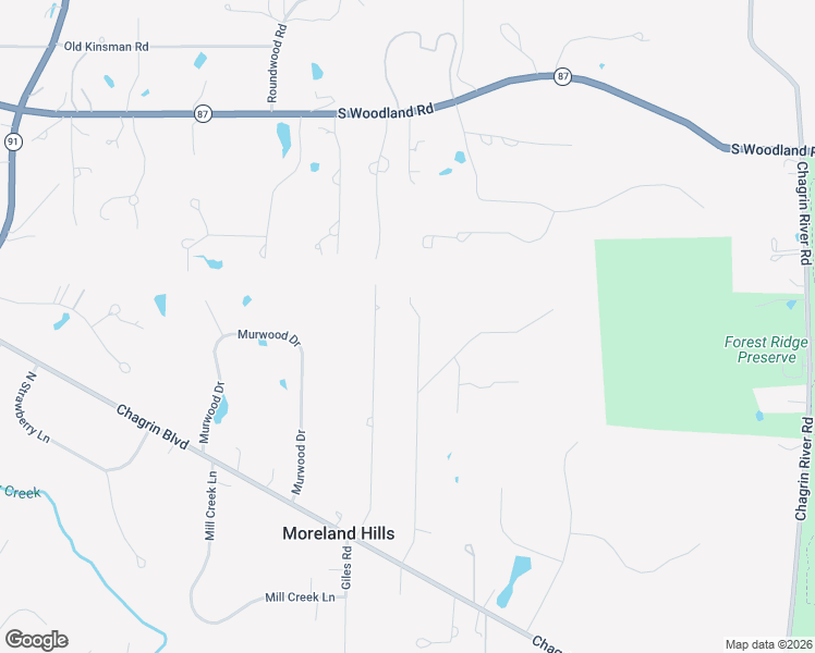 map of restaurants, bars, coffee shops, grocery stores, and more near 3812 Ellendale Road in Moreland Hills