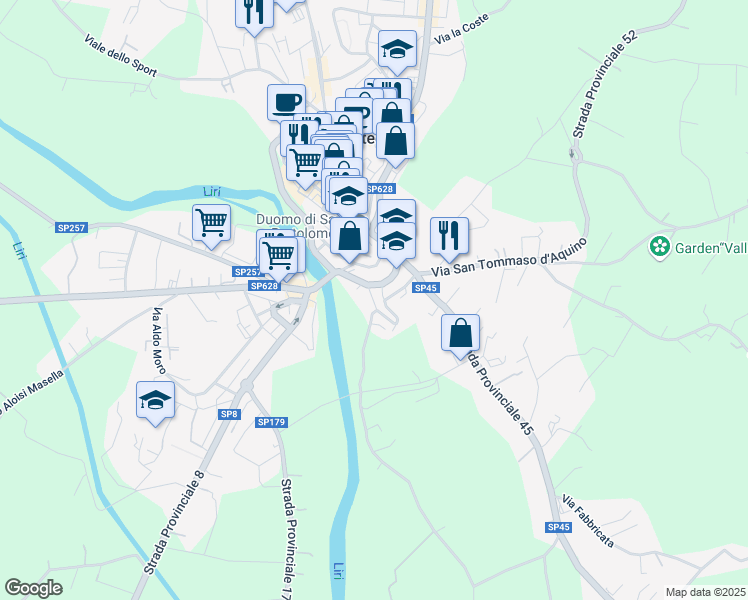 map of restaurants, bars, coffee shops, grocery stores, and more near 15 Via Concezione in Pontecorvo