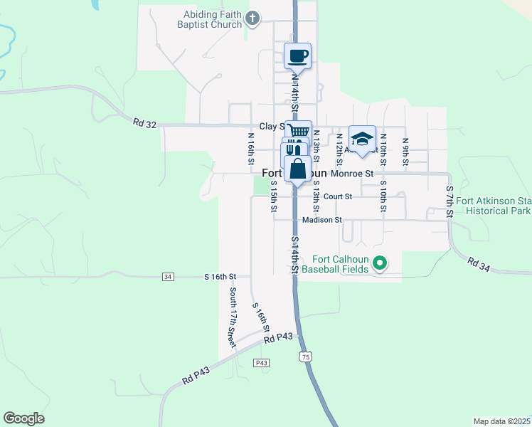 map of restaurants, bars, coffee shops, grocery stores, and more near 220 South 15th Street in Fort Calhoun