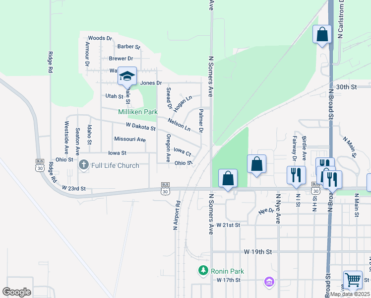 map of restaurants, bars, coffee shops, grocery stores, and more near 1046 Iowa Court in Fremont