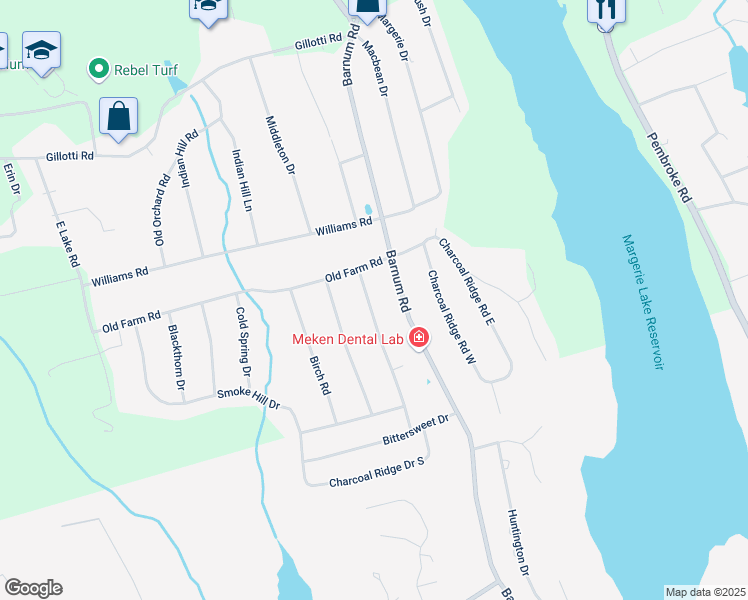 map of restaurants, bars, coffee shops, grocery stores, and more near 7 Pondfield Road in New Fairfield