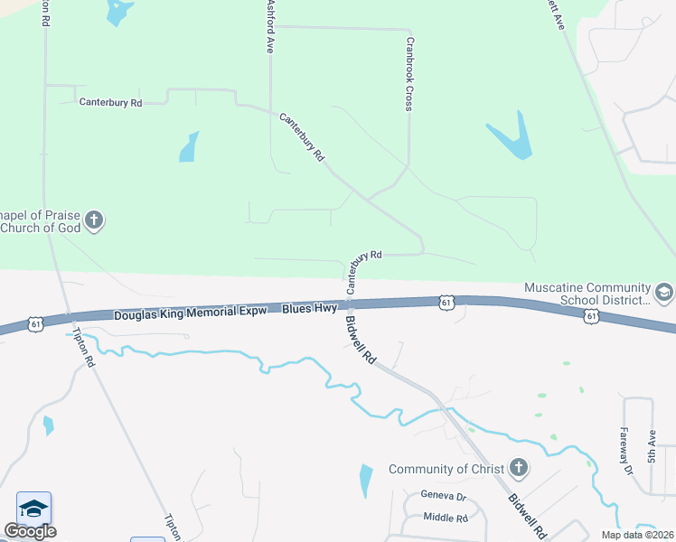 map of restaurants, bars, coffee shops, grocery stores, and more near 2622 Anna Elizabeth Lane in Muscatine