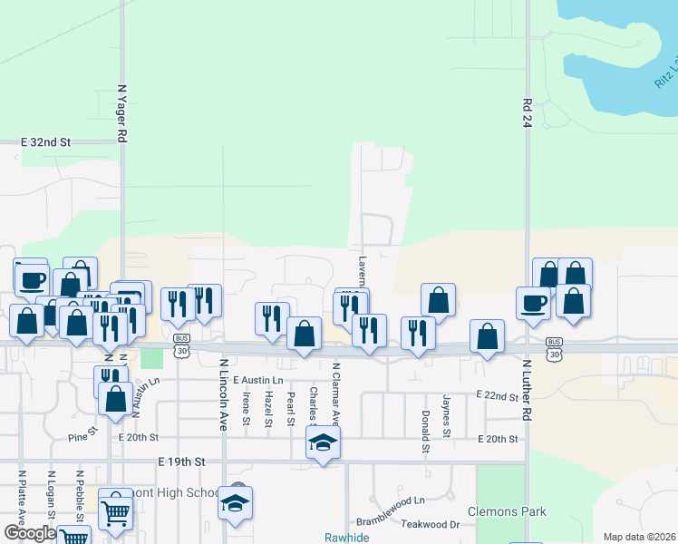 map of restaurants, bars, coffee shops, grocery stores, and more near 2532 North Buckingham Road in Fremont