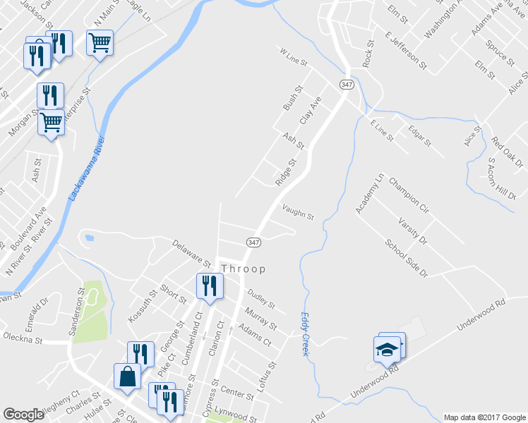 map of restaurants, bars, coffee shops, grocery stores, and more near 1114 Dunmore Street in Throop