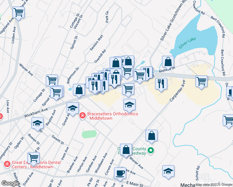 map of restaurants, bars, coffee shops, grocery stores, and more near 290-300 New York 211 in Middletown