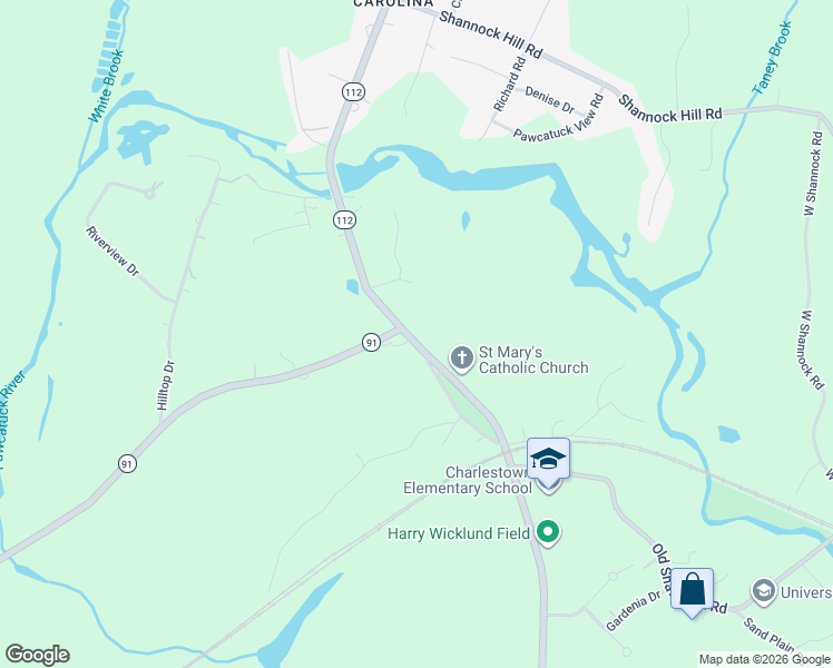 map of restaurants, bars, coffee shops, grocery stores, and more near 456 Carolina Back Road in Charlestown