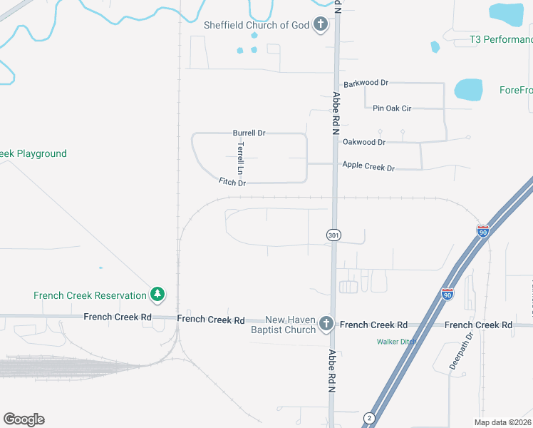 map of restaurants, bars, coffee shops, grocery stores, and more near 2942 N Abbe Rd in Sheffield