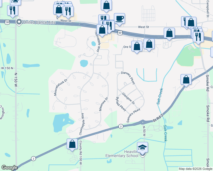 map of restaurants, bars, coffee shops, grocery stores, and more near 1898 Maumee Drive in Valparaiso