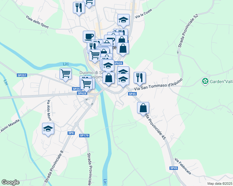 map of restaurants, bars, coffee shops, grocery stores, and more near 15 Via Concezione in Pontecorvo