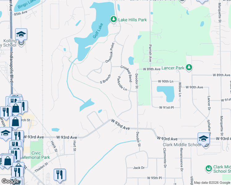 map of restaurants, bars, coffee shops, grocery stores, and more near 10035 Prairie Knoll Court in Saint John