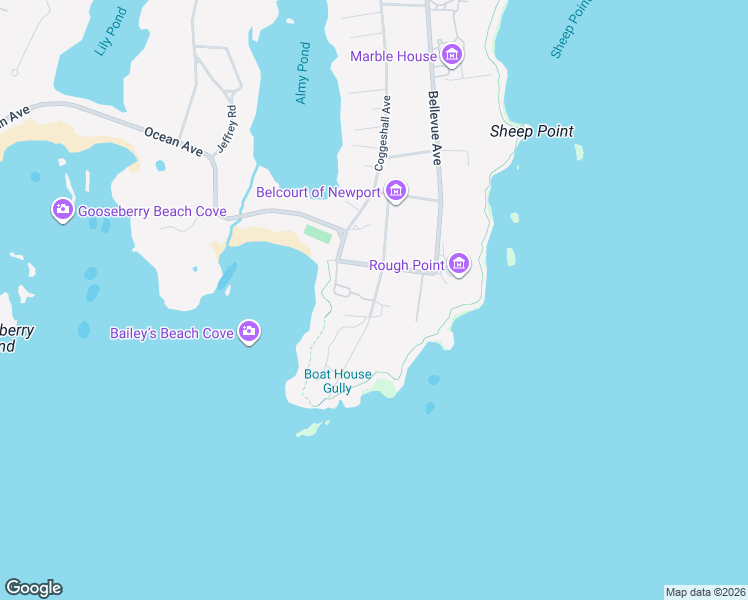 map of restaurants, bars, coffee shops, grocery stores, and more near 29 Ledge Road in Newport