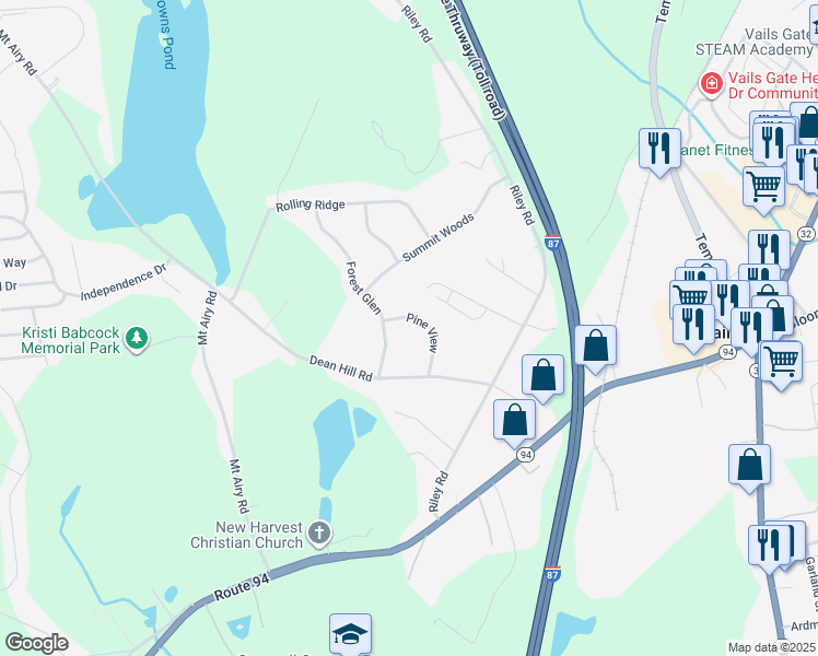 map of restaurants, bars, coffee shops, grocery stores, and more near 1006 Forest Glen in New Windsor