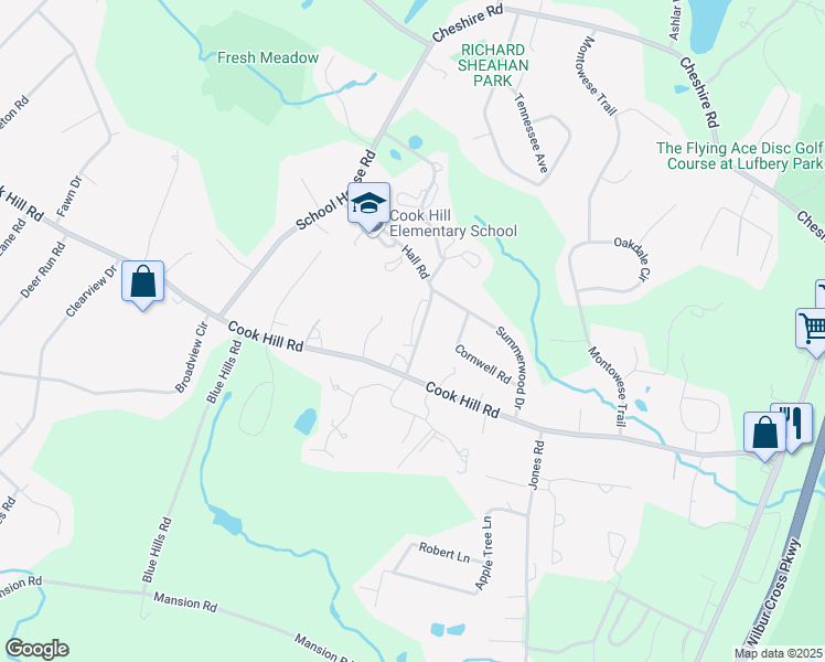 map of restaurants, bars, coffee shops, grocery stores, and more near 4 Hall Road in Wallingford