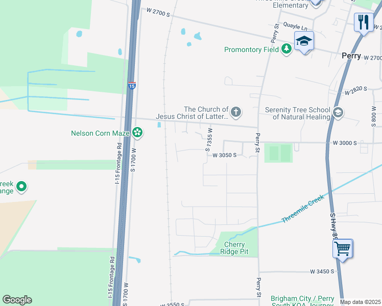 map of restaurants, bars, coffee shops, grocery stores, and more near 1405 West 3030 South in Perry