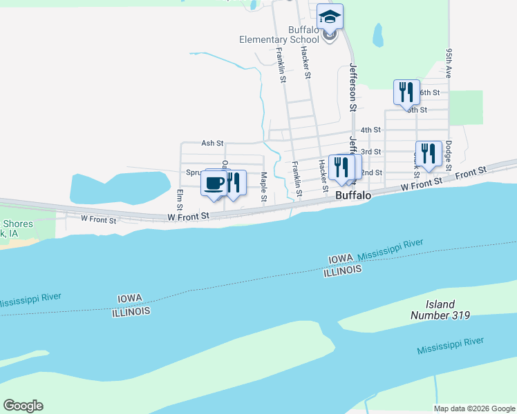 map of restaurants, bars, coffee shops, grocery stores, and more near 222 Maple Street in Buffalo