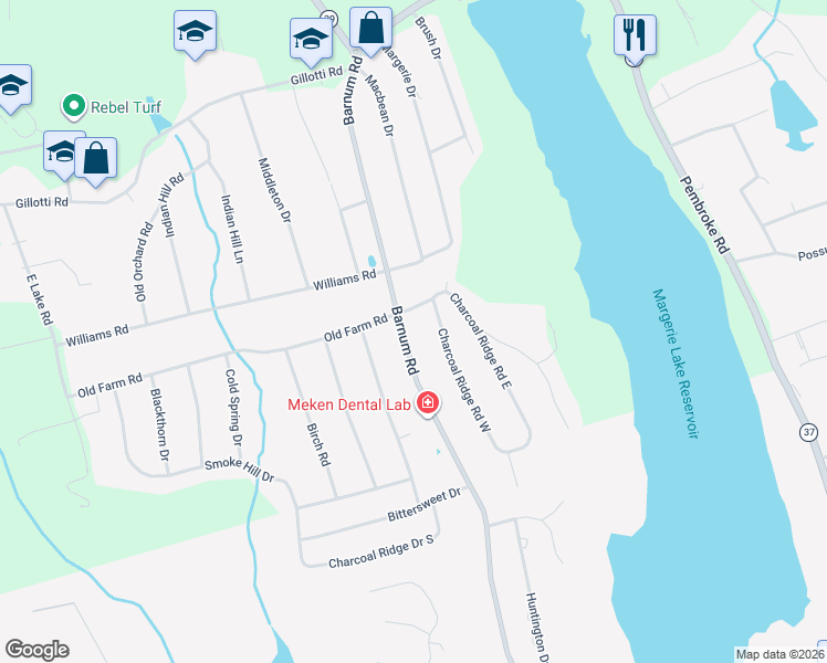 map of restaurants, bars, coffee shops, grocery stores, and more near 4 Charcoal Ridge Road East in New Fairfield