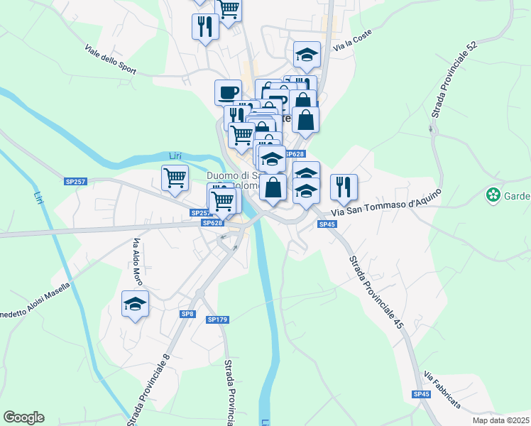 map of restaurants, bars, coffee shops, grocery stores, and more near 12 Via Dei Ferrari in Pontecorvo