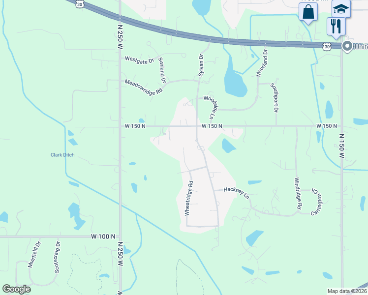 map of restaurants, bars, coffee shops, grocery stores, and more near 198 Wheatridge Rd in Valparaiso